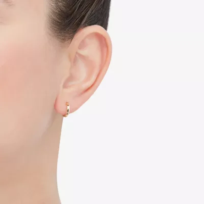 Girls 14K Gold 9.5mm Round Hoop Earrings