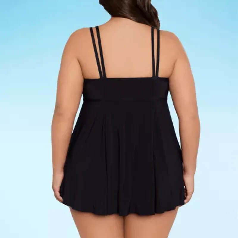 Sonnet Shores Womens Plus Swim Dress
