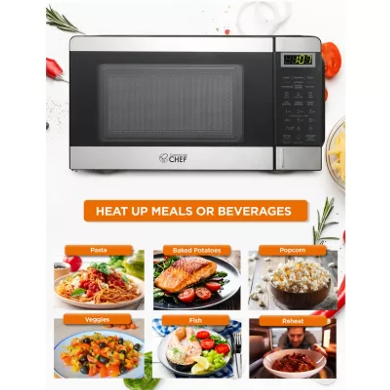Commercial Chef 0.7-Cu. Ft. Countertop Microwave - Black with Stainless Steel Trim