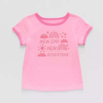 Okie Dokie Toddler & Little Girls Round Neck Short Sleeve Graphic T-Shirt