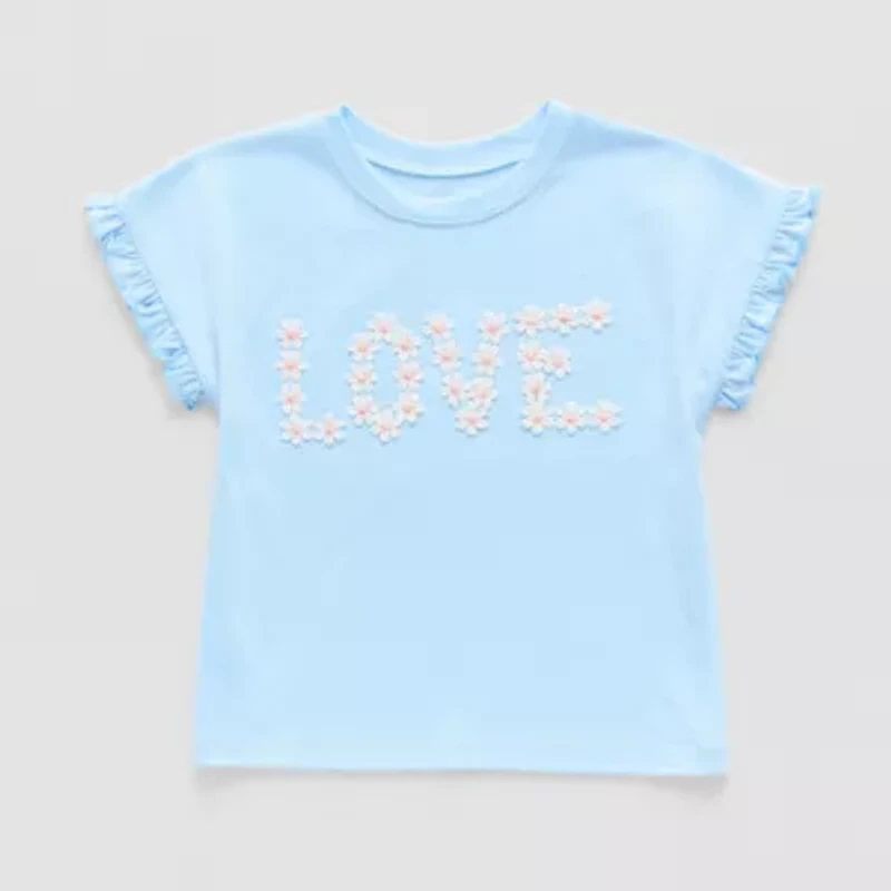 Okie Dokie Toddler & Little Girls Round Neck Short Sleeve Embroidered T-Shirt