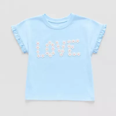 Okie Dokie Toddler & Little Girls Round Neck Short Sleeve Embroidered T-Shirt