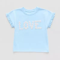 Okie Dokie Toddler & Little Girls Round Neck Short Sleeve Embroidered T-Shirt