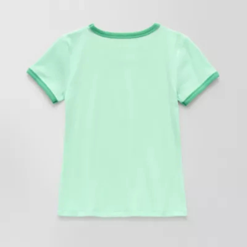 Thereabouts Rib Little & Big Kid Girls Crew Neck Short Sleeve Classic Fit Graphic T-Shirt