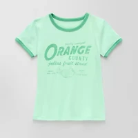 Thereabouts Rib Little & Big Kid Girls Crew Neck Short Sleeve Classic Fit Graphic T-Shirt