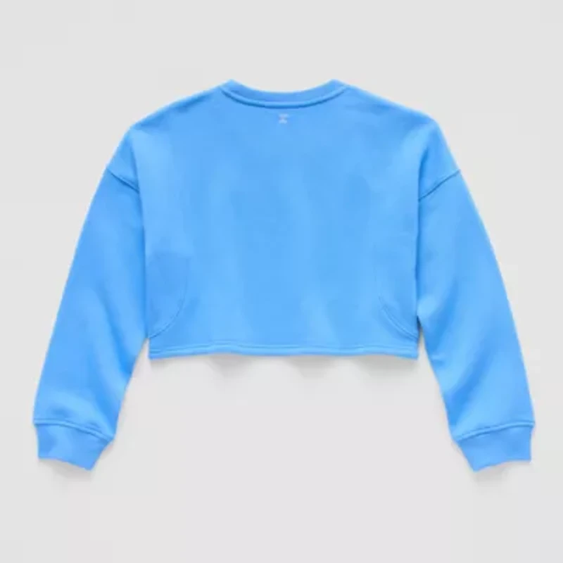 Xersion Little & Big Kid Girls Crew Neck Fleece Long Sleeve Sweatshirt