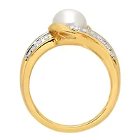 Womens White Cultured Freshwater Pearl 14K Gold Over Silver Cocktail Ring