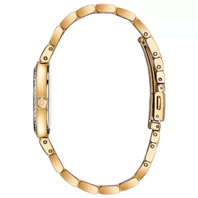 Bulova Crystal Womens Gold Tone Stainless Steel Watch Boxed Set 98x122