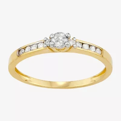 Womens 1/4 CT. T.W. Natural White Diamond 10K Gold Promise Ring