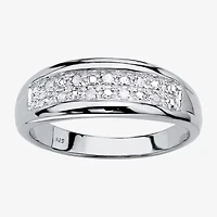 Mens 1/8 CT. T.W. Natural White Diamond Platinum Over Silver Fashion Ring