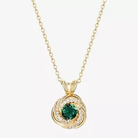 Womens Lab Created Green Quartz 18K Gold Over Silver Knot 18 Inch Pendant Necklace