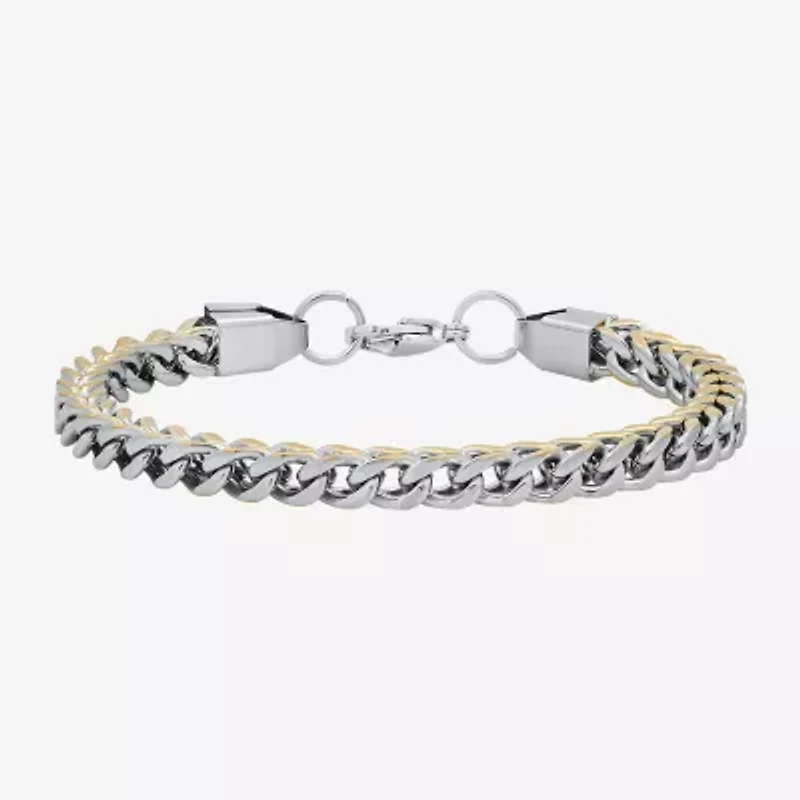 Steeltime Mens 18K Gold Over Stainless Steel Solid Hypoallergenic 8 1/2 Inch Link Bracelet