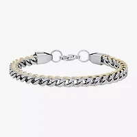 Steeltime Mens 18K Gold Over Stainless Steel Solid Hypoallergenic 8 1/2 Inch Link Bracelet