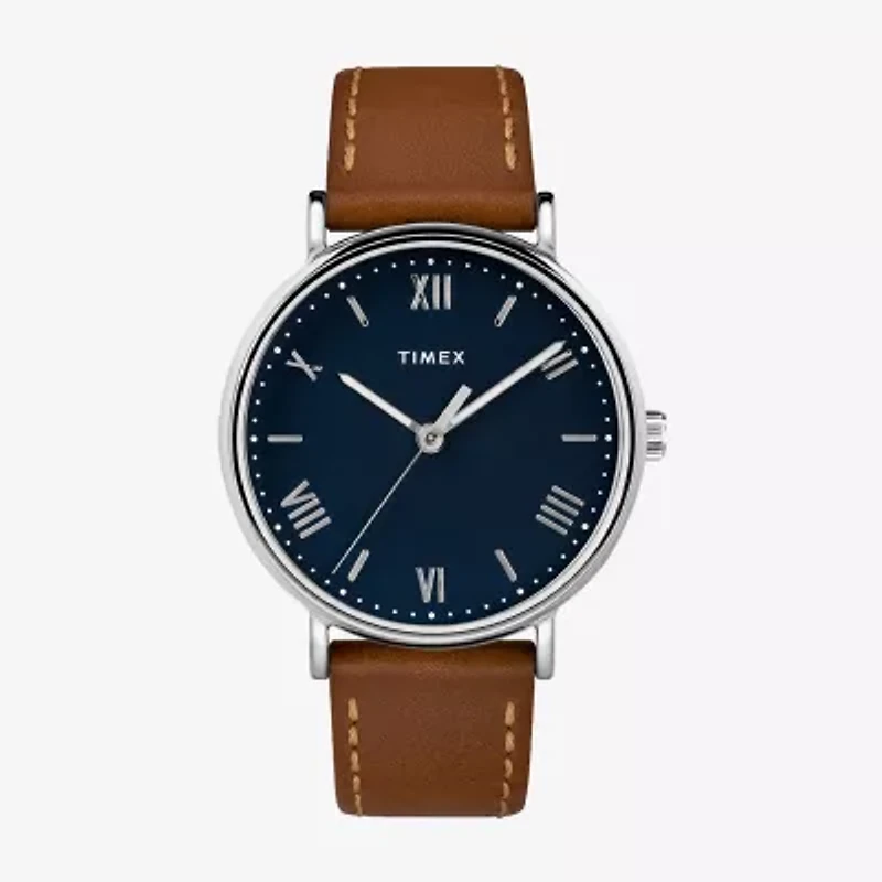 Timex Mens Brown Leather Strap Watch Tw2r63900jt