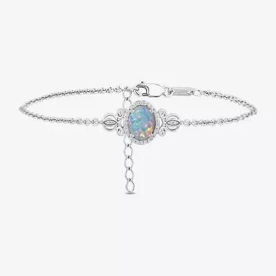 Womens Sterling Silver 7 Inch Rolo Oval Cinderella Princess Chain Bracelet