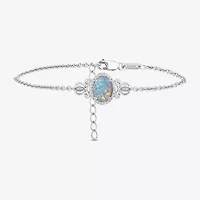 Womens Sterling Silver 7 Inch Rolo Oval Cinderella Princess Chain Bracelet