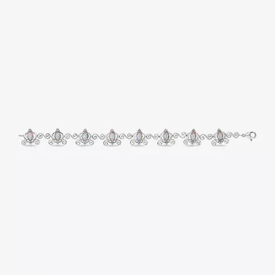 Womens 1/10 CT. T.W. Lab Created White Opal 14K Rose Gold Over Silver Sterling Silver Cinderella Princess 7.5 Inch Tennis Bracelet
