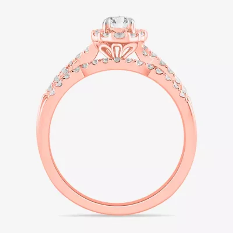 Signature By Modern Bride 7/8 CT.T.W. Lab-Grown (G-H / SI1-SI2) Diamond Pear Side Stone Bridal Set 10K or 14K Gold
