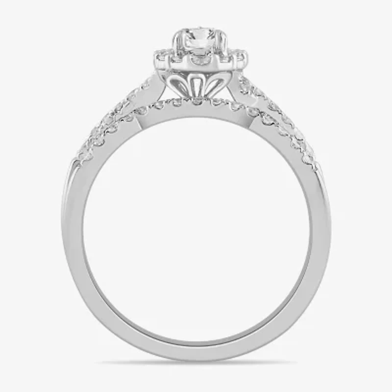 Signature By Modern Bride 7/8 CT.T.W. Lab-Grown (G-H / SI1-SI2) Diamond Pear Side Stone Bridal Set 10K or 14K Gold