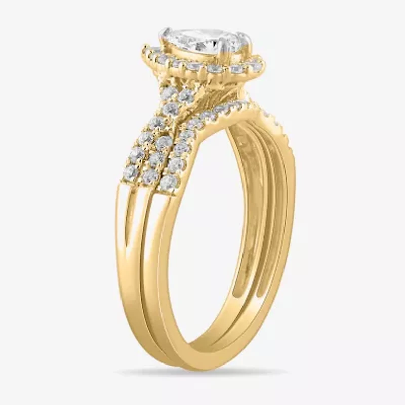Signature By Modern Bride 7/8 CT.T.W. Lab-Grown (G-H / SI1-SI2) Diamond Pear Side Stone Bridal Set 10K or 14K Gold