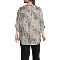 Worthington Womens V Neck 3/4 Sleeve Plus Blouse