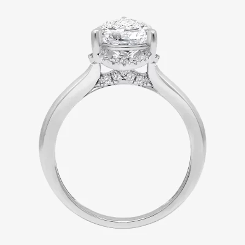 (I / I1) Womens 2 1/7 Ct. T.W. Lab Grown White Diamond 14K Gold Pear Halo Engagement Ring