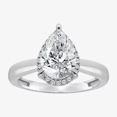(I / I1) Womens 2 1/7 Ct. T.W. Lab Grown White Diamond 14K Gold Pear Halo Engagement Ring
