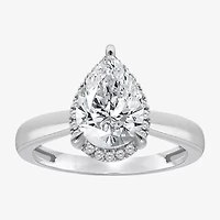 (I / I1) Womens 2 1/7 Ct. T.W. Lab Grown White Diamond 14K Gold Pear Halo Engagement Ring