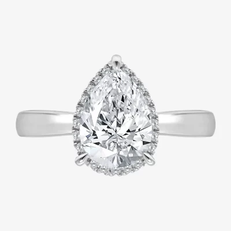 (I / I1) Womens 2 1/7 Ct. T.W. Lab Grown White Diamond 14K Gold Pear Halo Engagement Ring