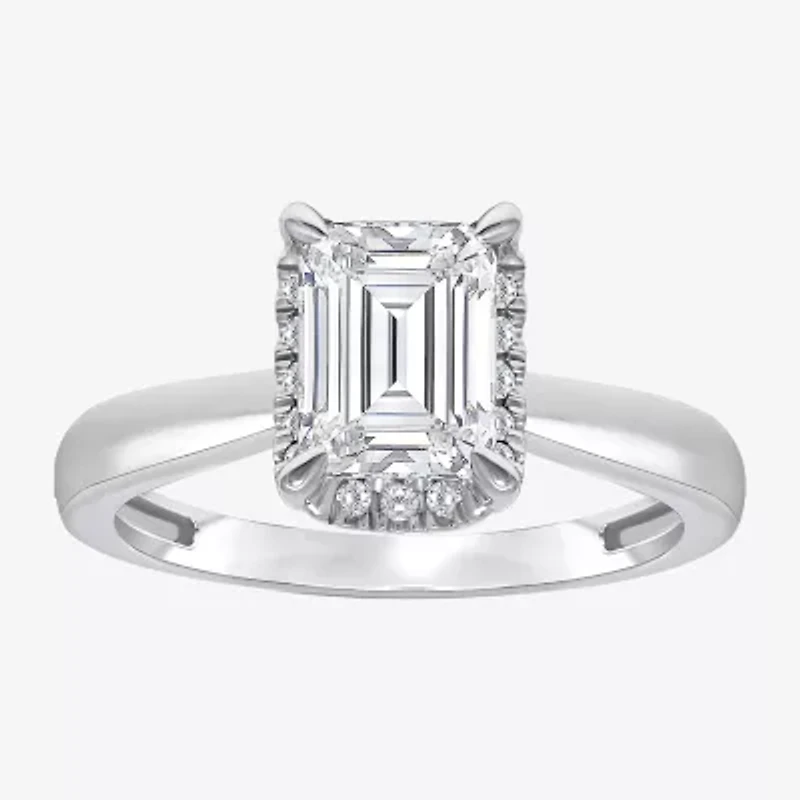 (I / I1) Womens 2 1/7 Ct. T.W. Lab Grown White Diamond 14K Gold Halo Engagement Ring