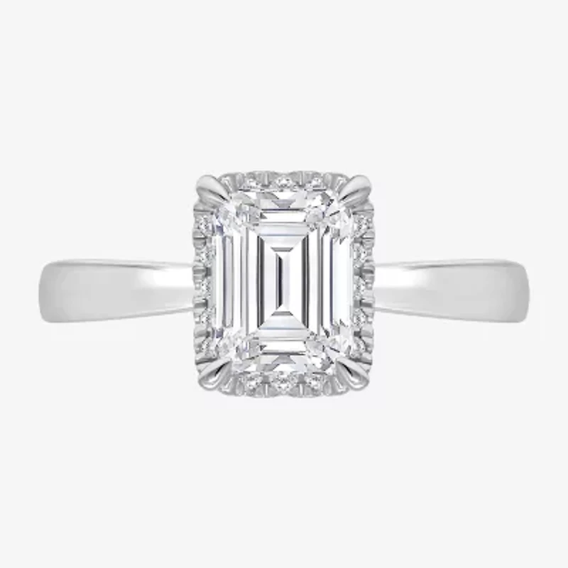 (I / I1) Womens 2 1/7 Ct. T.W. Lab Grown White Diamond 14K Gold Halo Engagement Ring