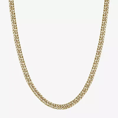 14K Gold Over Silver 18 to 30 Inch Solid Curb Chain Necklace