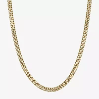 14K Gold Over Silver 18 to 30 Inch Solid Curb Chain Necklace
