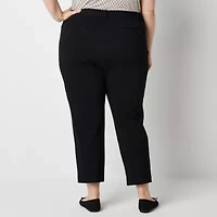 Liz Claiborne Adaptive Emma Ponte Womens Plus Easy-on + Easy-off Seated Wear Straight Mid Rise Ankle Pant