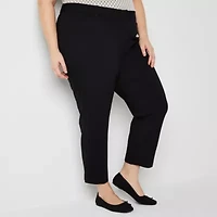 Liz Claiborne Adaptive Emma Ponte Womens Plus Easy-on + Easy-off Seated Wear Straight Mid Rise Ankle Pant