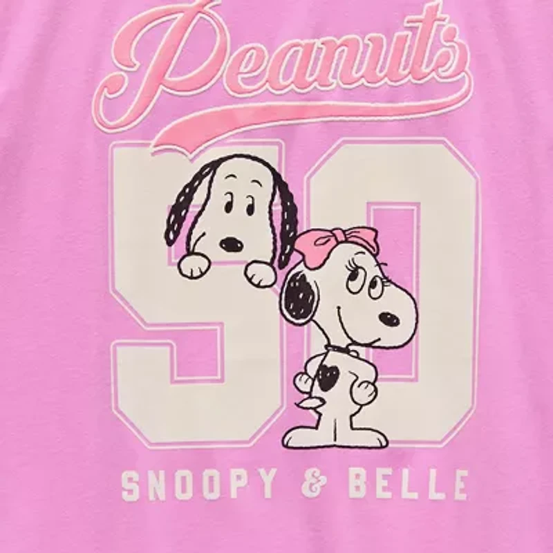 Little & Big Kid Girls Round Neck Short Sleeve Oversized Peanuts Graphic T-Shirt