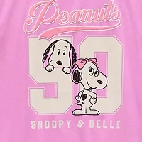 Little & Big Kid Girls Round Neck Short Sleeve Oversized Peanuts Graphic T-Shirt