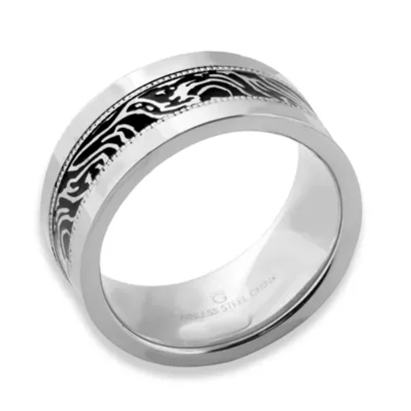 Mens 10MM Stainless Steel Wedding Band