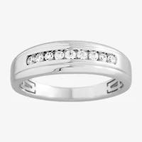 Mens 1/4 CT. T.W. Natural White Diamond 10K White Gold Wedding Band