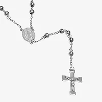 Steeltime Saint Benedict Medal Mens Stainless Steel Hypoallergenic 26 Inch Rosary Necklace