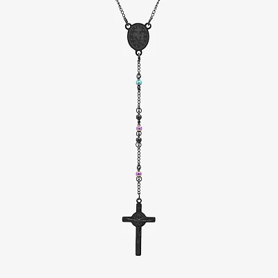 Steeltime Miraculous Medal Mens Stainless Steel Hypoallergenic 26 Inch Rosary Necklace