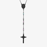 Steeltime Miraculous Medal Mens Stainless Steel Hypoallergenic 26 Inch Rosary Necklace