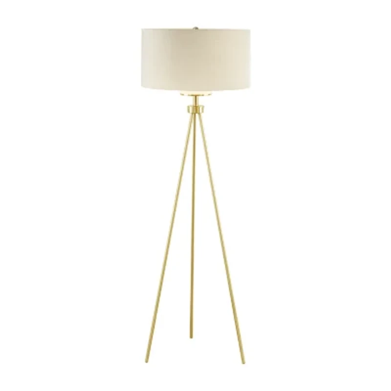 INK+IVY Pacific Metal Tripod Floor Lamp with Glass Shade