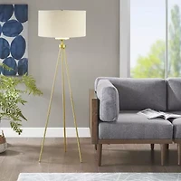 INK+IVY Pacific Metal Tripod Floor Lamp with Glass Shade