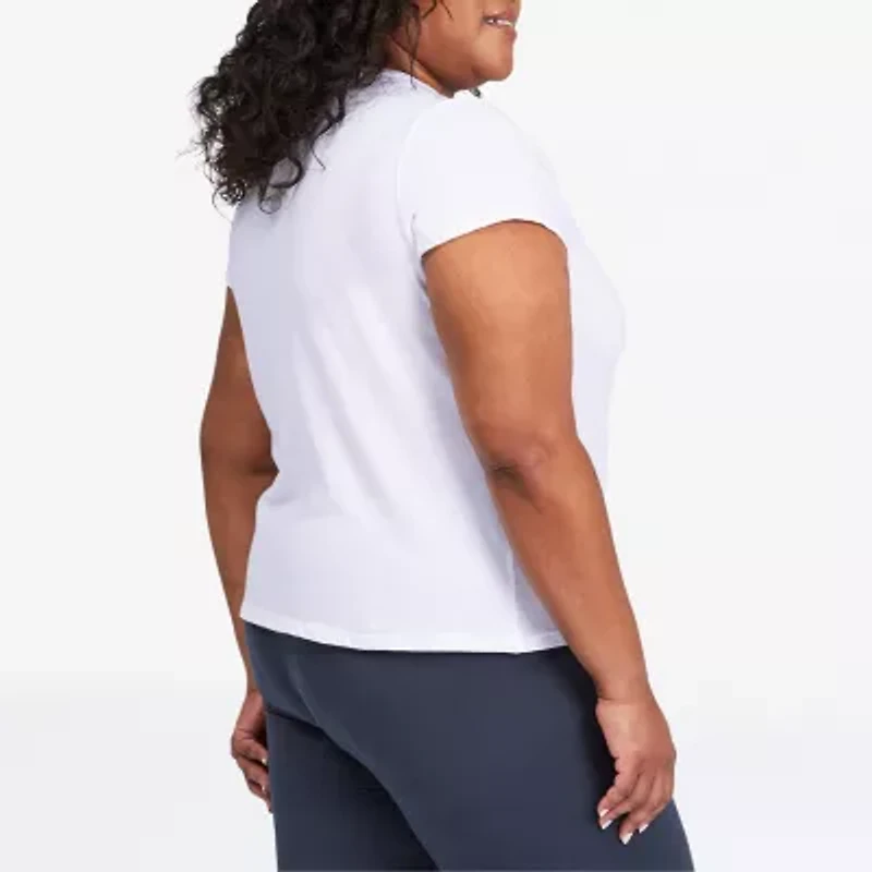 PUMA Essentials Womens Plus Crew Neck Short Sleeve Active T-Shirt