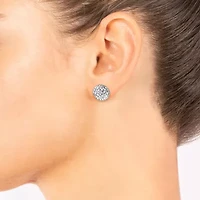 Silver Treasures Crystal Sterling Silver 12mm Stud Earrings