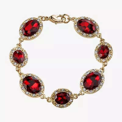 1928 Gold-Tone Womens Oval 7.5 Inch Link Bracelet