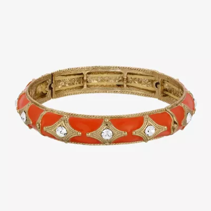 1928 Gold-Tone Womens Orange Stretch Bracelet