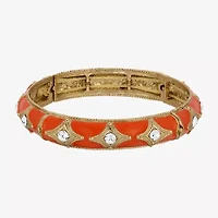 1928 Gold-Tone Womens Orange Stretch Bracelet