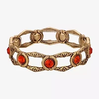 1928 Womens White Glass Round Stretch Bracelet